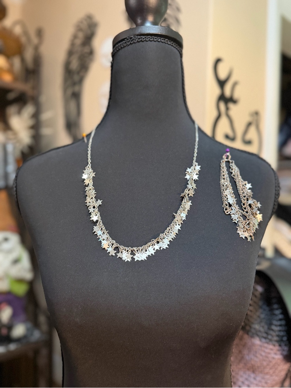 Delicate Silver Starlink Necklace and Bracelet Set Handmade